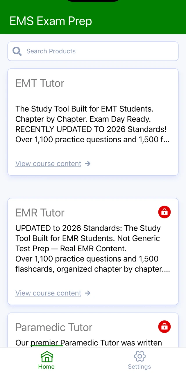EMT, EMR and Paramedic Tutor: the course library